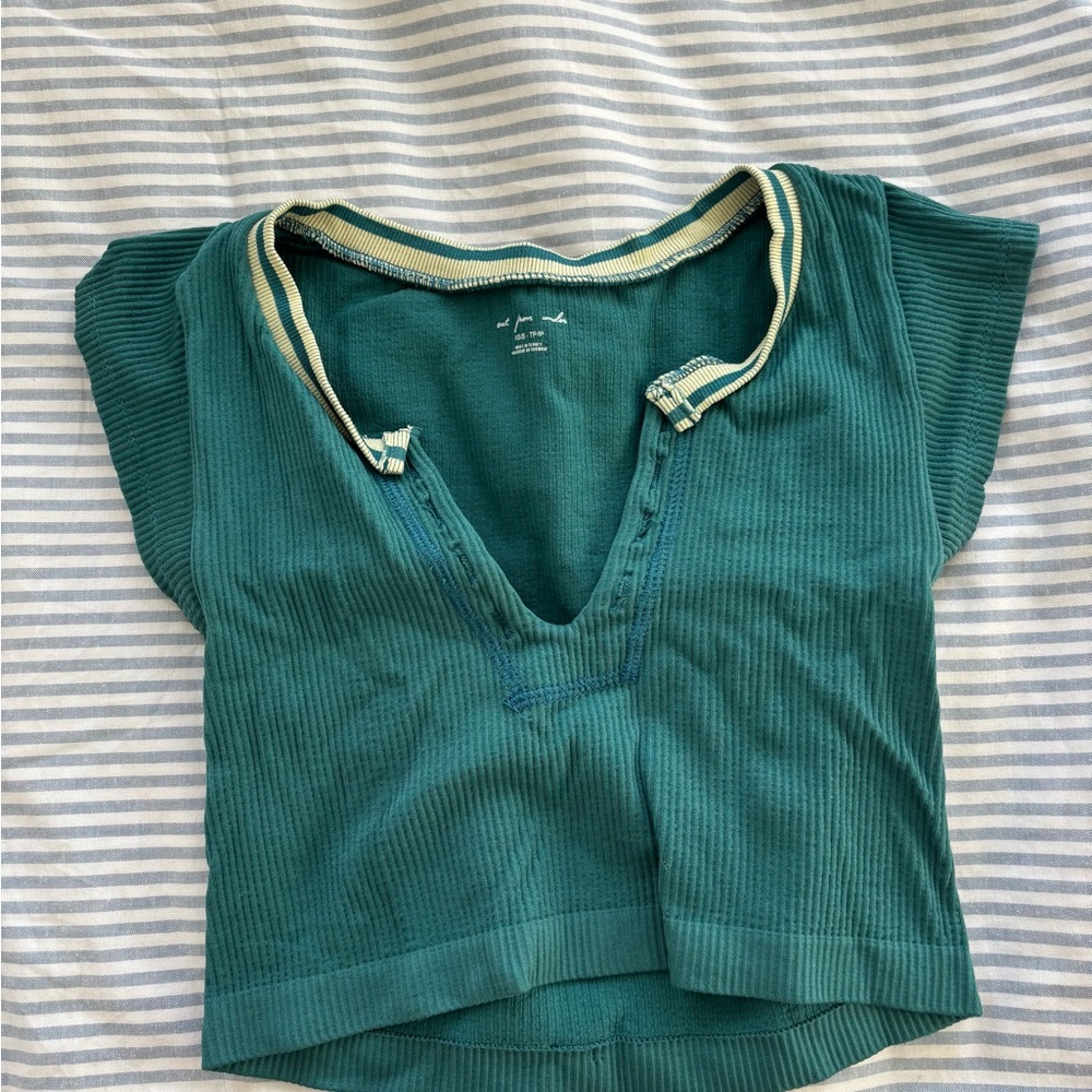 Out From Under Teal Knit Top Urban Outfitters